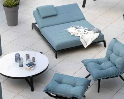 Meuble House Chaise longue haut de gamme turquoise et noire avec repose-pieds modulaire "Lisca" Sale