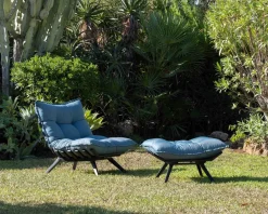 Meuble House Chaise longue haut de gamme turquoise et noire avec repose-pieds modulaire 