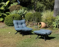 Meuble House Chaise longue haut de gamme turquoise et noire avec repose-pieds modulaire 