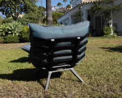 Meuble House Chaise longue haut de gamme turquoise et noire avec repose-pieds modulaire 