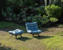 Meuble House Chaise longue haut de gamme turquoise et noire avec repose-pieds modulaire 