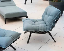Meuble House Chaise longue haut de gamme turquoise et noire avec repose-pieds modulaire 