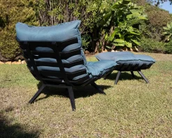 Meuble House Chaise longue haut de gamme turquoise et noire avec repose-pieds modulaire 