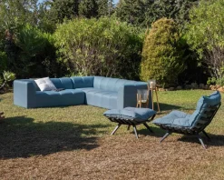 Meuble House Chaise longue haut de gamme turquoise et noire avec repose-pieds modulaire 