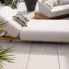 Meuble House Chaise longue luxueuse teck et tissu écru sans surpiqure "Lombok" Hot