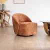 Meuble House Chauffeuse design et cosy en tissu bouclette coloris terre de sienne "Marylin" pied rotatif 360° Sale