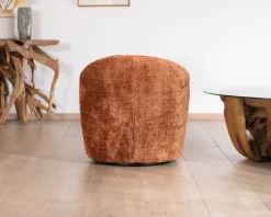 Meuble House Chauffeuse design et cosy en tissu bouclette coloris terre de sienne "Marylin" pied rotatif 360° Sale