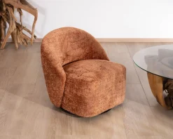 Meuble House Chauffeuse design et cosy en tissu bouclette coloris terre de sienne