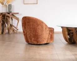 Meuble House Chauffeuse design et cosy en tissu bouclette coloris terre de sienne