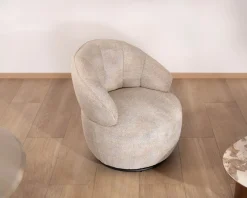 Meuble House Chauffeuse effet boule avec surpiqures en tissu bouclette beige tramé