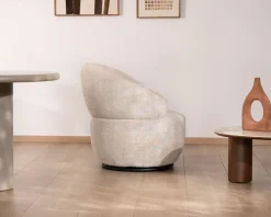 Meuble House Chauffeuse effet boule avec surpiqures en tissu bouclette beige tramé