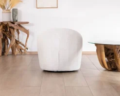Meuble House Chauffeuse pivotante 360° design épuré en tissu blanc 