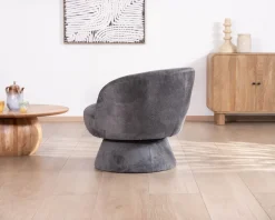 Meuble House Chauffeuse pivotante 360° en tissu chenillé gris 