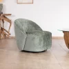 Meuble House Chauffeuse pivotante en tissu bouclette soyeux vert sauge "Marylin" Clearance