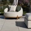 Meuble House Chauffeuse ronde XL en tissu spécial extérieur blanc chiné "Roncobello" avec coussins déco Outlet