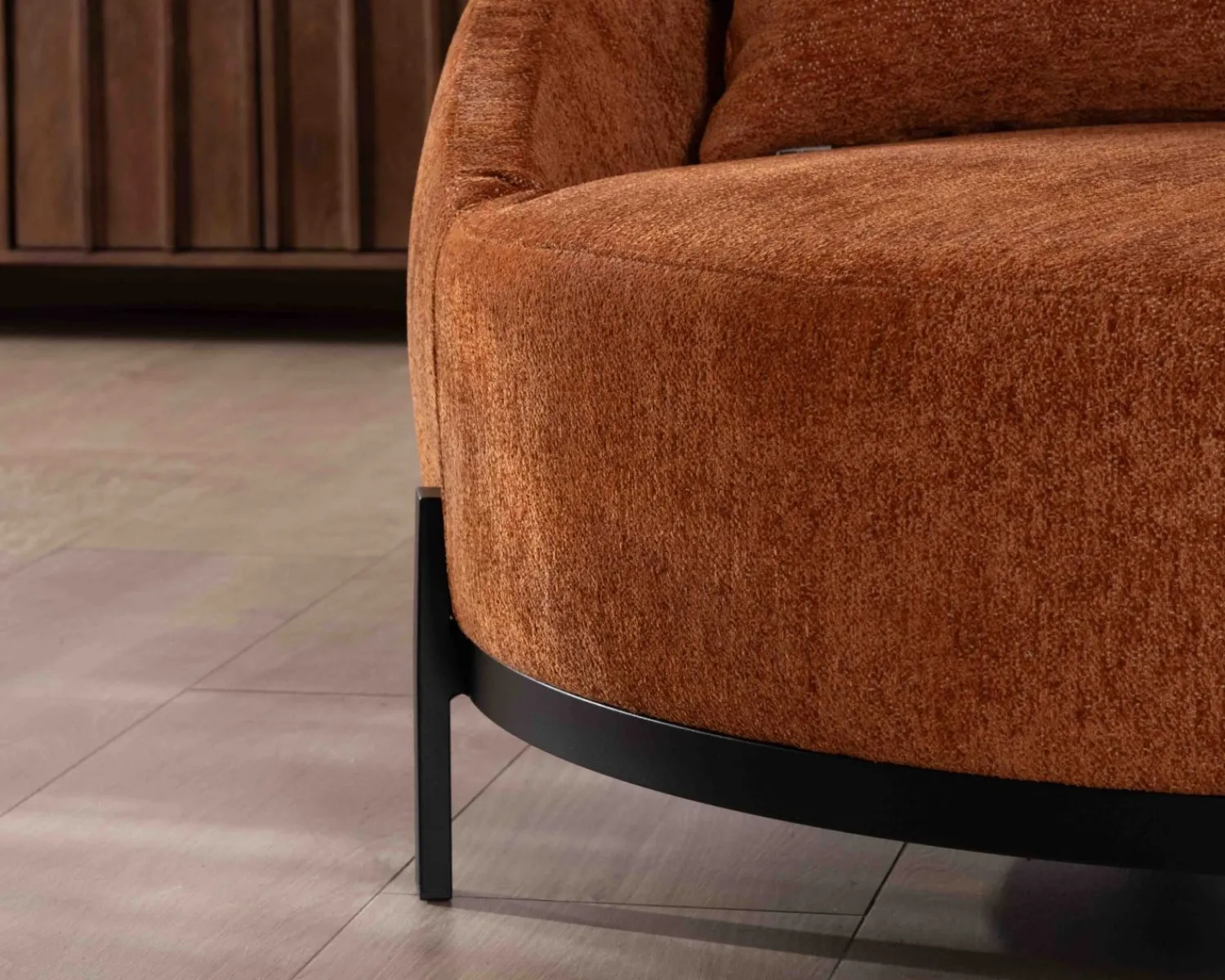 Meuble House Chauffeuse XL 120 cm ultra confort avec coussins coordonnés "Sweet Culture" en tissu bouclette terracotta Clearance
