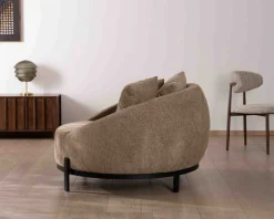 Meuble House Chauffeuse XL en tissu bouclette taupe "Sweet Culture" 120 cm ultra confort Discount