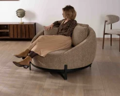 Meuble House Chauffeuse XL en tissu bouclette taupe