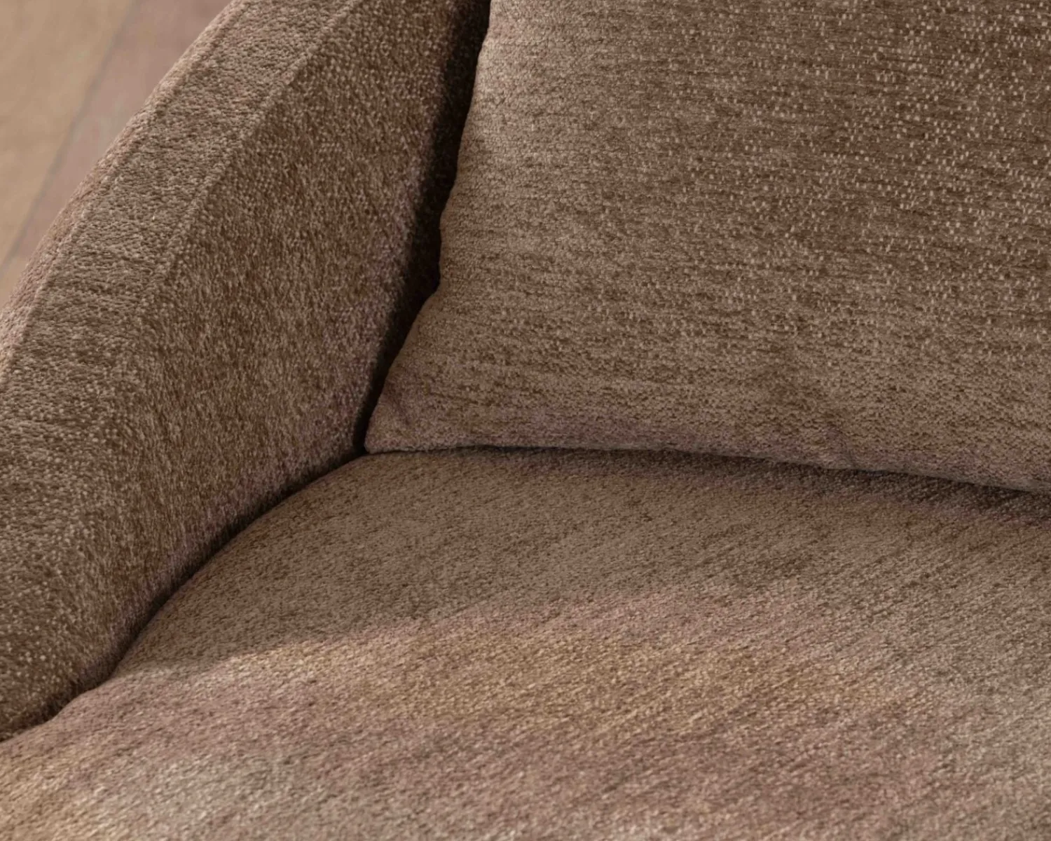 Meuble House Chauffeuse XL en tissu bouclette taupe "Sweet Culture" 120 cm ultra confort Discount