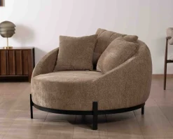 Meuble House Chauffeuse XL en tissu bouclette taupe