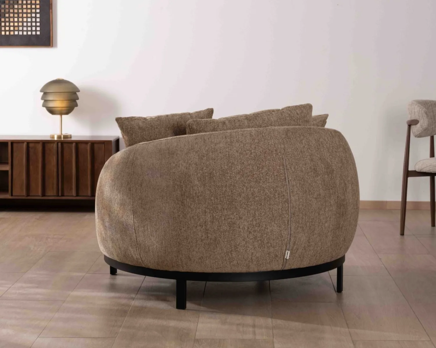 Meuble House Chauffeuse XL en tissu bouclette taupe "Sweet Culture" 120 cm ultra confort Discount