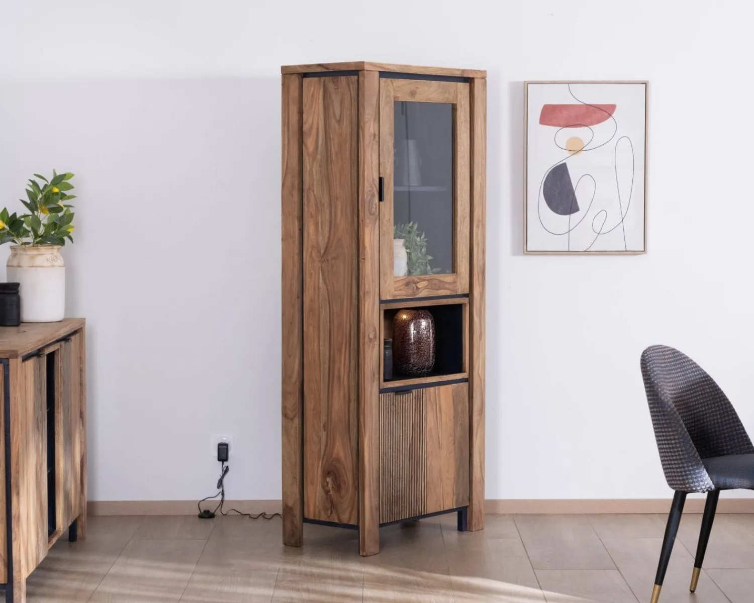 Meuble House Colonne vitrée en palissandre "Enoa" avec rétroéclairage Discount