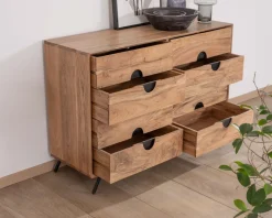 Meuble House Commode rétro 8 tiroirs en acacia naturel 