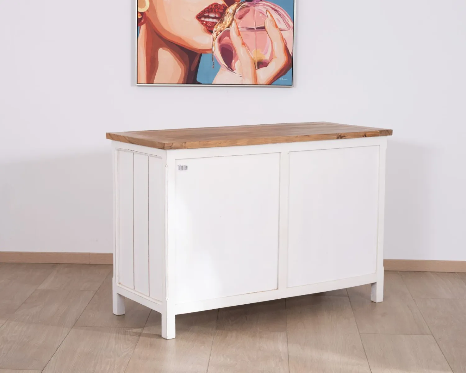 Meuble House Commode 6 tiroirs en acacia "Equinoxe" blanche et plateau naturel Best