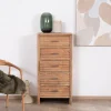 Meuble House Commode verticale 5 tiroirs "Conoa" en acacia avec façades cannelées
