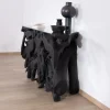Meuble House Console 150 cm en racine de teck teintée noir avec plateau verre "Jungle" Hot