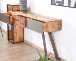 Meuble House Console moderne design avec rangements bois métal et ciment