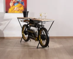 Meuble House Console moto vintage ultra originale bois et métal noir 
