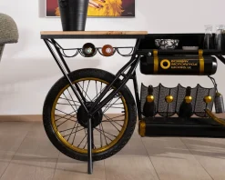 Meuble House Console moto vintage ultra originale bois et métal noir 