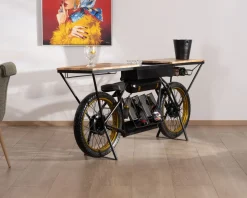 Meuble House Console moto vintage ultra originale bois et métal noir 