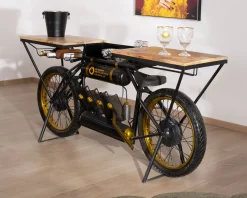 Meuble House Console moto vintage ultra originale bois et métal noir 