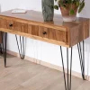 Meuble House Console vintage en acacia et pieds métal "Wendy" avec façades gaufrées Best