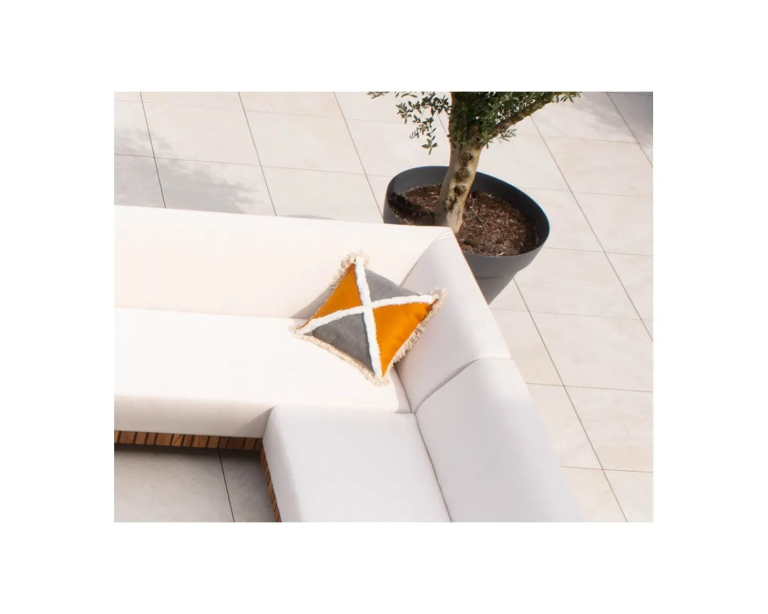Meuble House Coussin carré en coton bicolore avec franges "Ethnic" 45x45cm Discount