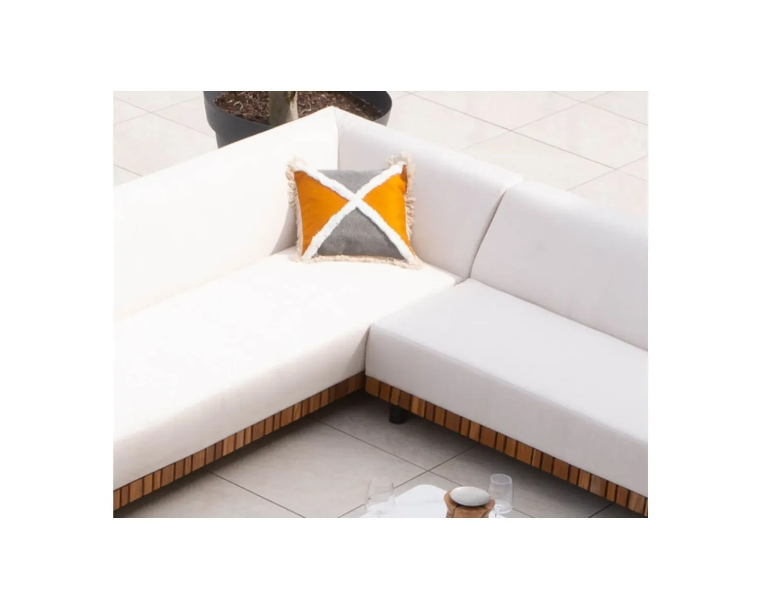 Meuble House Coussin carré en coton bicolore avec franges "Ethnic" 45x45cm Discount