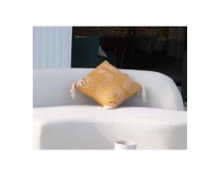 Meuble House Coussin en tissu coton flammé "Ethnic" 45 x 45 cm beige et jaune