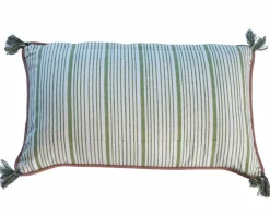 Meuble House Coussin en tissu motif floral vert rose 