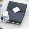 Meuble House Double bain de soleil matelassé gris foncé et blanc "Terrasse" New