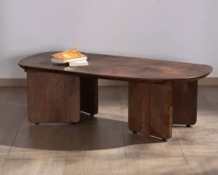 Meuble House Duo de tables basses en manguier naturel et marron finition sablée 