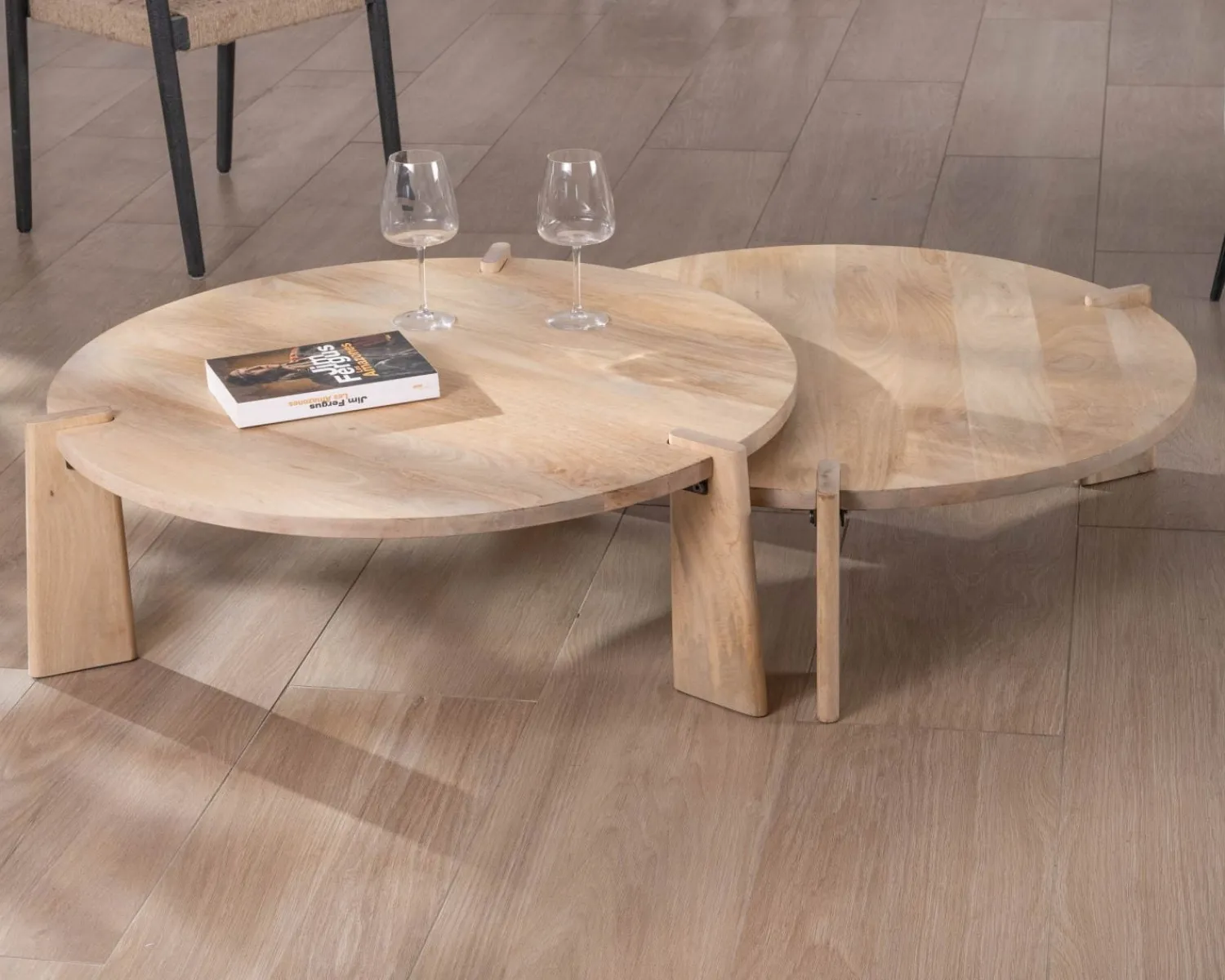 Meuble House Duo de tables basses rondes en manguier naturel "Loopie" Clearance