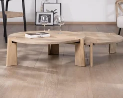 Meuble House Duo de tables basses rondes en manguier naturel