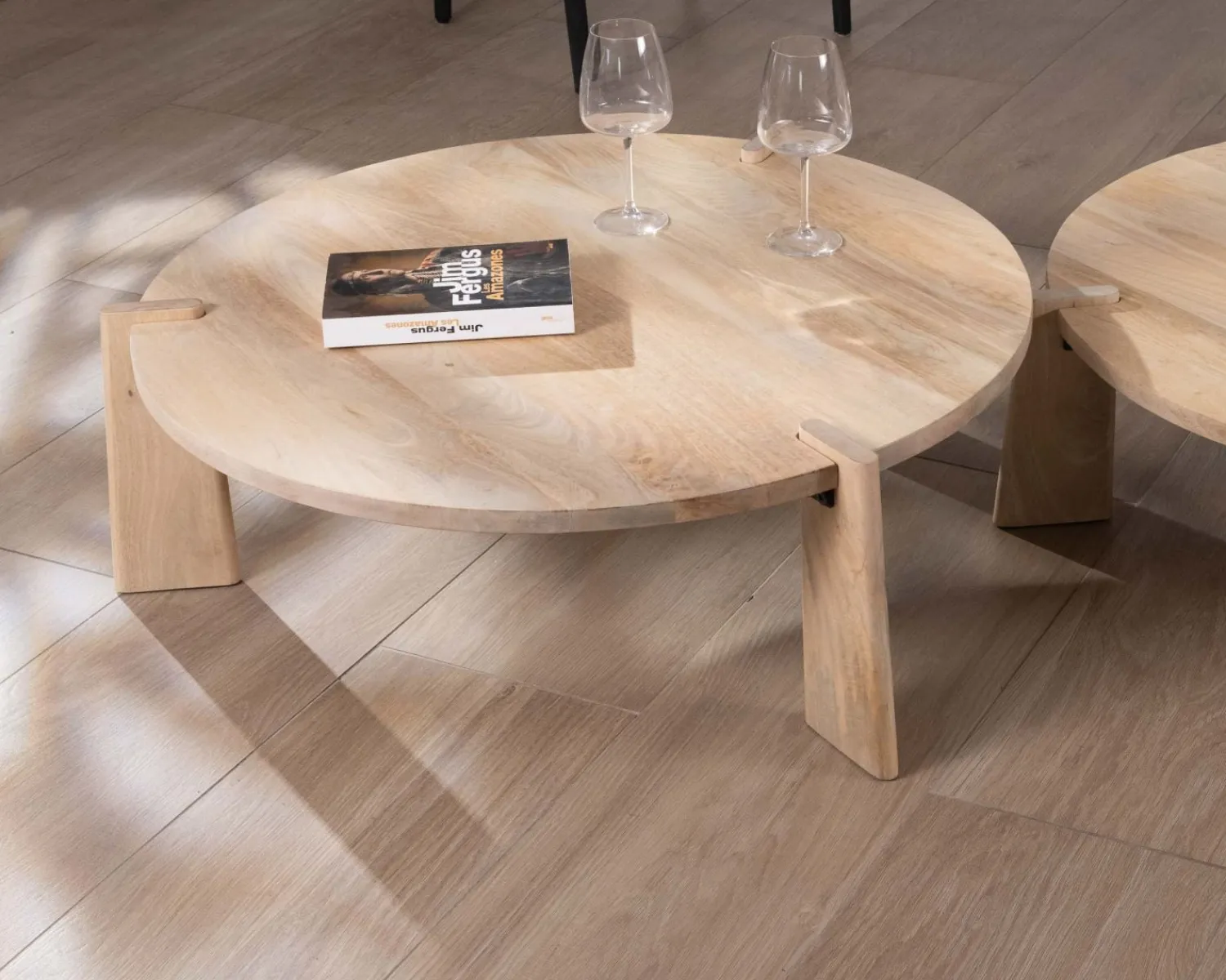Meuble House Duo de tables basses rondes en manguier naturel "Loopie" Clearance