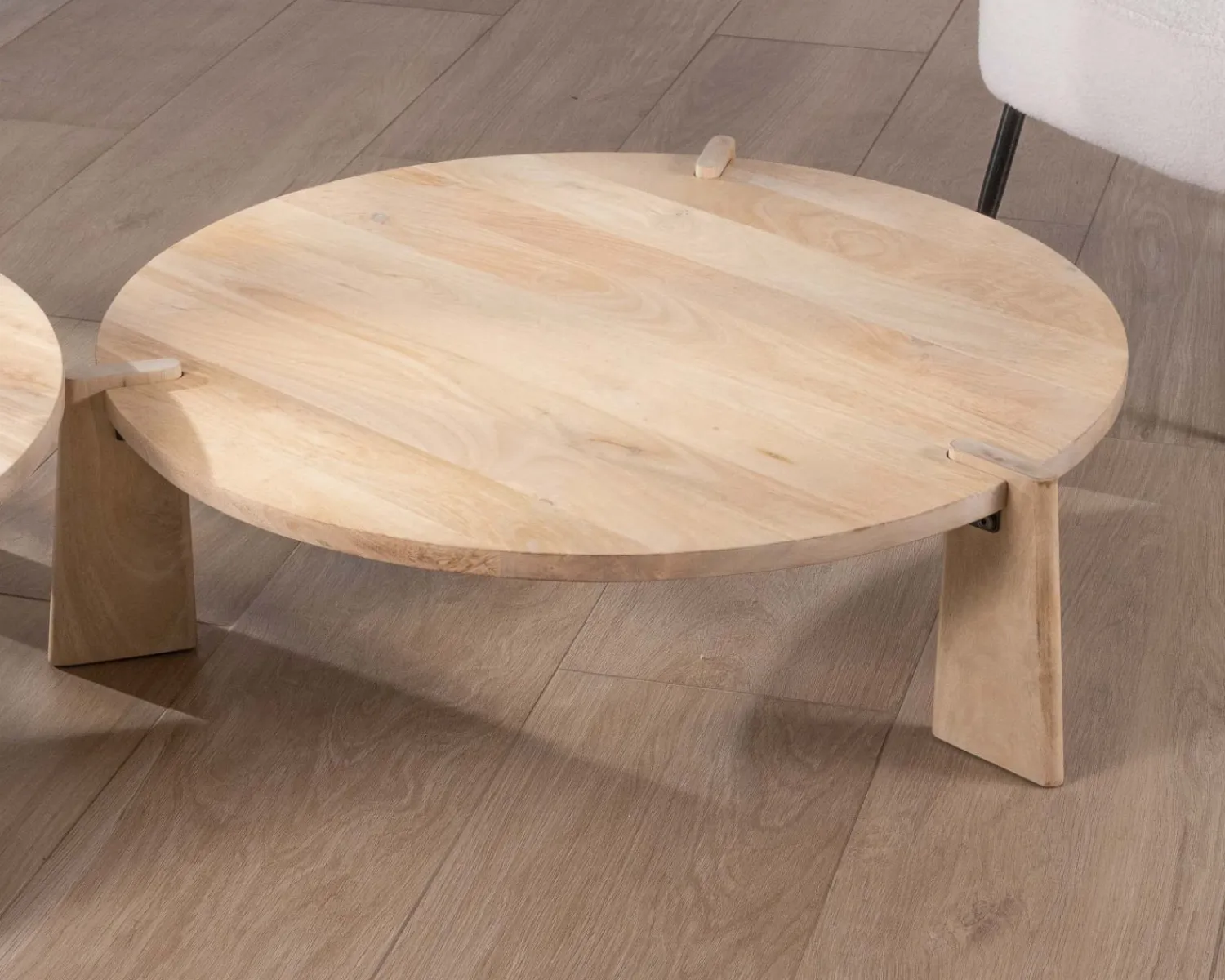 Meuble House Duo de tables basses rondes en manguier naturel "Loopie" Clearance