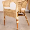 Meuble House Elégant petit fauteuil en rotin tressé avec assise tissu "Noho" New