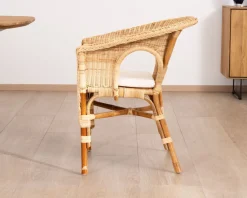 Meuble House Elégant petit fauteuil en rotin tressé avec assise tissu
