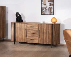 Meuble House Enfilade 200 cm avec portes et tiroirs en bois exotiques 