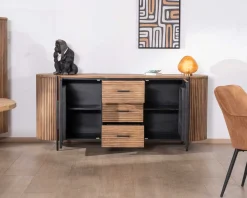 Meuble House Enfilade 200 cm avec portes et tiroirs en bois exotiques 